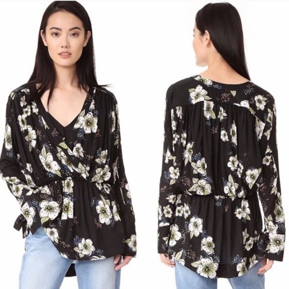 Free People Tuscan Dreams Floral Printed Tunic Size XS Cottagecore Coastal Boho